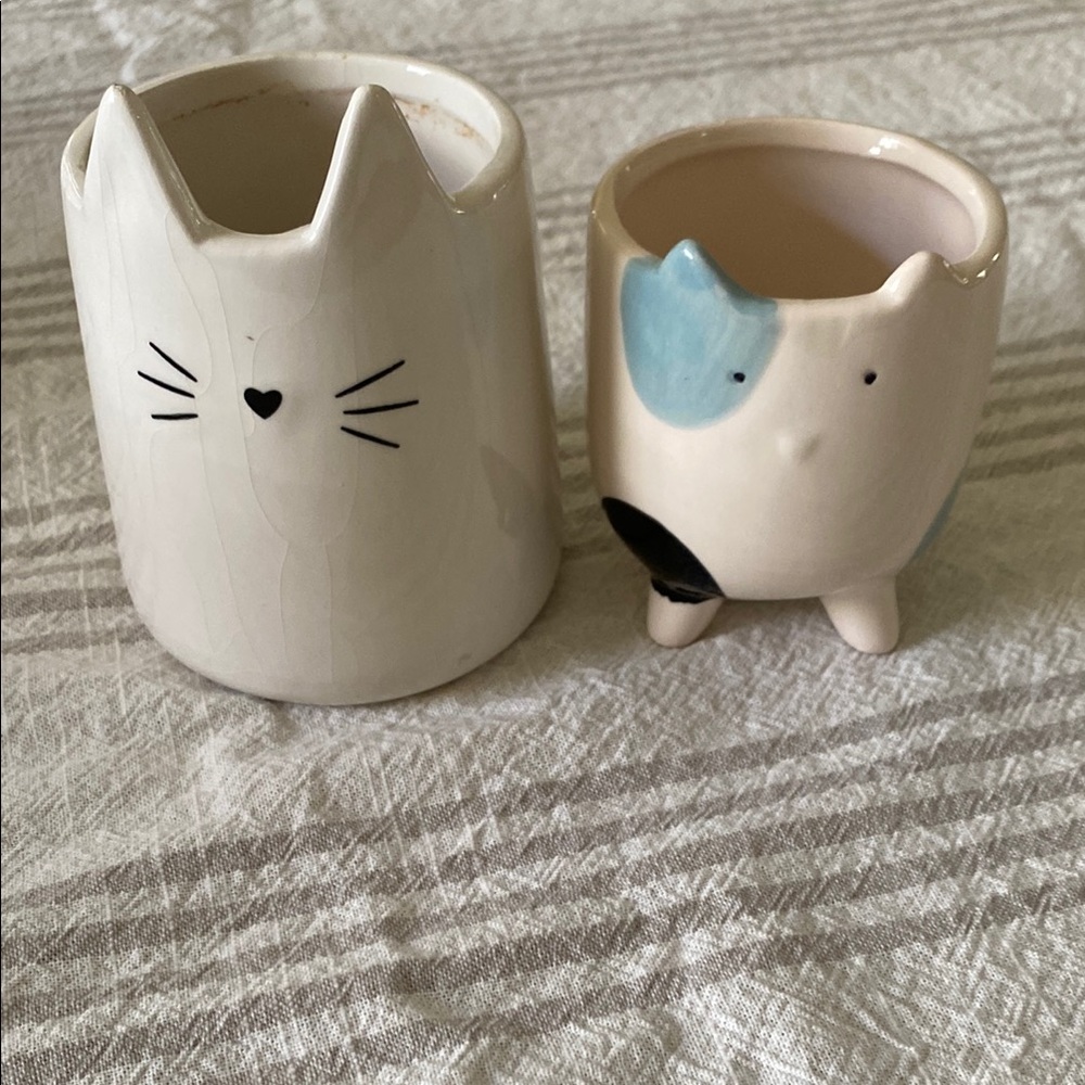 Cute Cat-Themed Ceramic Planters